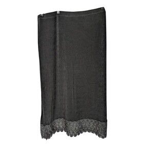Chico's Skirt XXL Women's Black Stretch Knit Sheer Lace Trim Midi Pull On Comfy